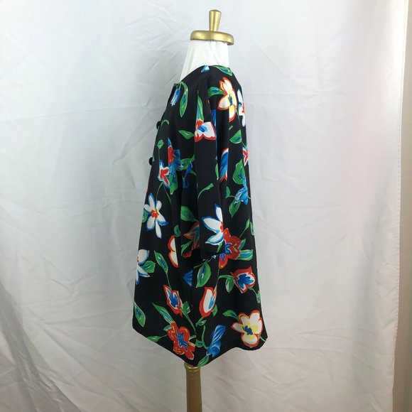 Vintage Rikki Sue Floral  Resort Top Retro Blouse Button Down Shirt 2XL - Picture 4 of 8